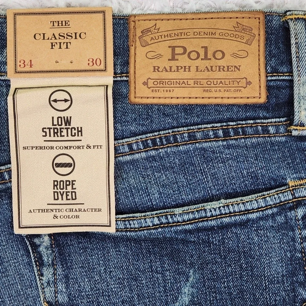 NWT Polo Ralph Lauren Classic Fit Paint Splatter Jeans 34x29 Button‎ Fly